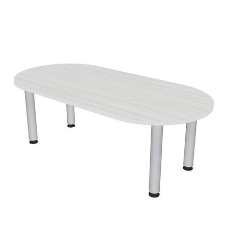 SKUTCHI DESIGNS 5 Foot Racetrack Conference Table with Silver Post Legs, 6 Person Meeting Table, White Cypress HAR-RAC-34X60-PT-WC